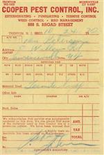1960 cooper pest service ticket