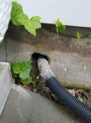 exposed sump pump hose
